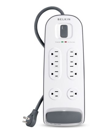 Belkin 8-outlet Surge Protector with 6 ft Power Cord with Telephone Protection - White