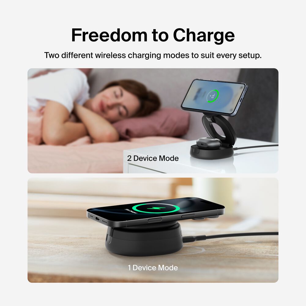 Belkin 2-in-1 Convertible Magnetic Charging Stand with Qi2 15W - Black - Image 6