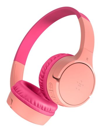 Belkin Wireless On-Ear Headphones for Kids - Pink, USB-C Cable