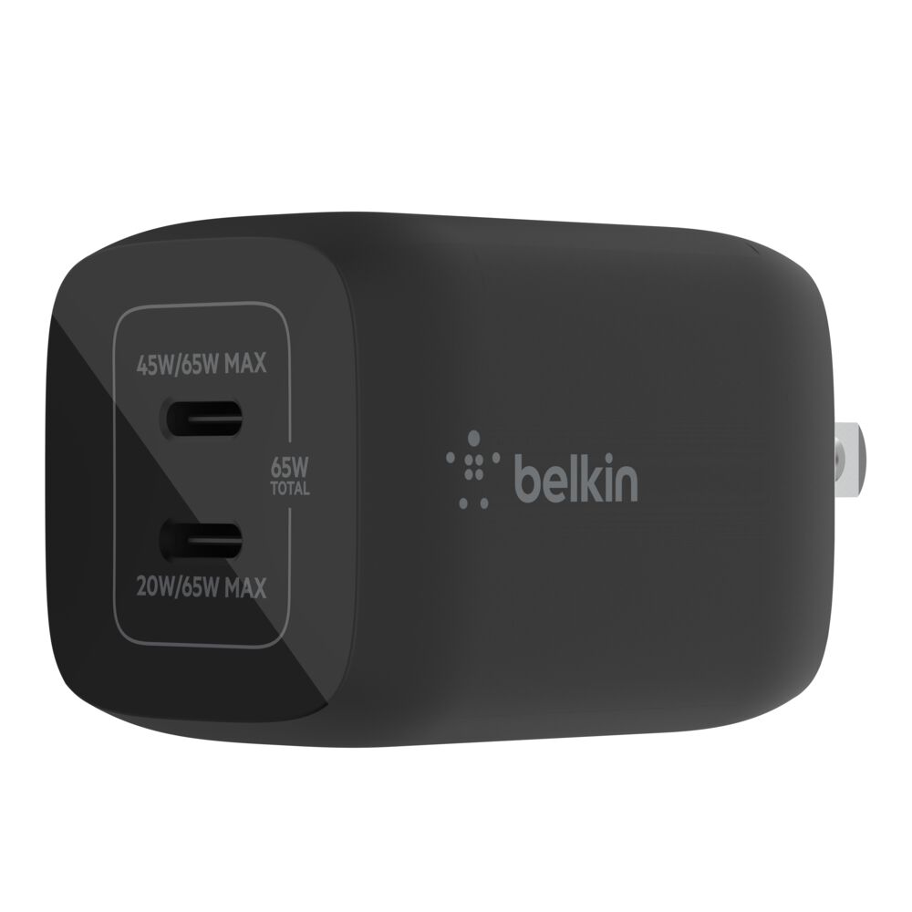 Belkin Dual USB-C GaN Wall Charger with PPS 65W - Black, dq variant