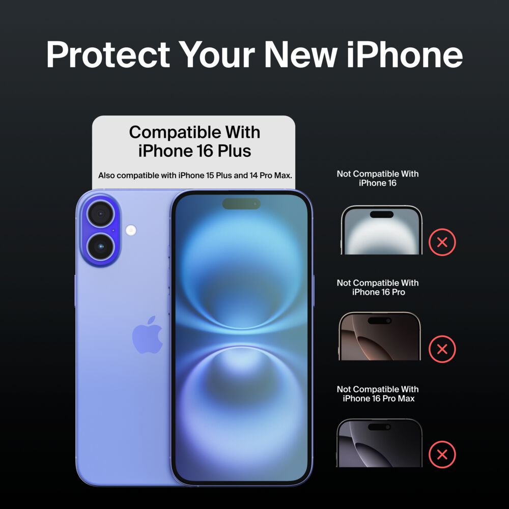 Belkin InvisiGlass Blue Light Filter Screen Protector for iPhone 16 Plus/15 Plus/14 Pro Max - iPhone 16 Plus / iPhone 15 Plus / iPhone 14 Pro Max - Image 2