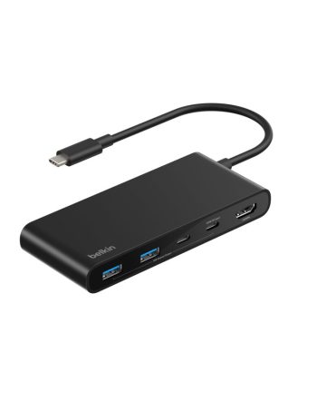 Belkin 7-Port USB-C Hub with Dual USB-C Ports - Black
