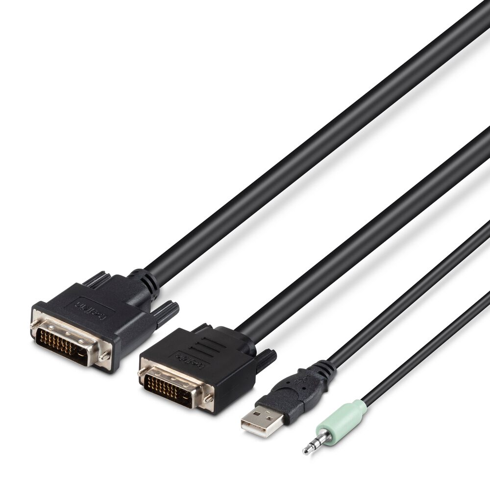 Belkin TAA 2 DVI/USB/AUD SKVM CBL, DVI-D M/M; USB A/B, 10' - Black, 10.0 feet - Image 7