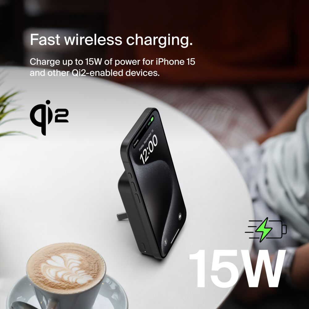 Belkin Magnetic Power Bank with Qi2 15W 10K - Black - Image 2