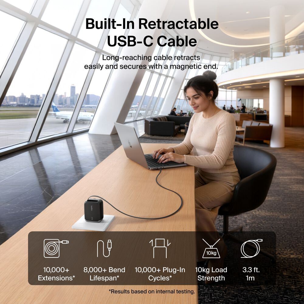 Belkin Retractable GaN Wall Charger 45W/67W - Image 3