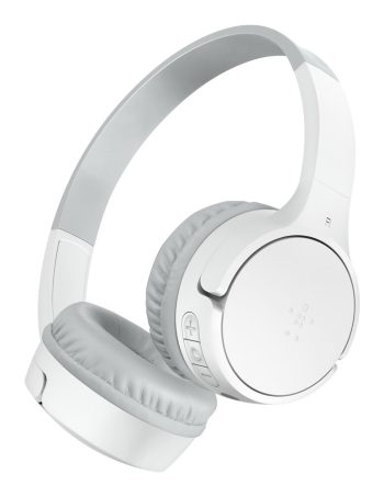 Belkin Wireless On-Ear Headphones for Kids - White, USB-C Cable