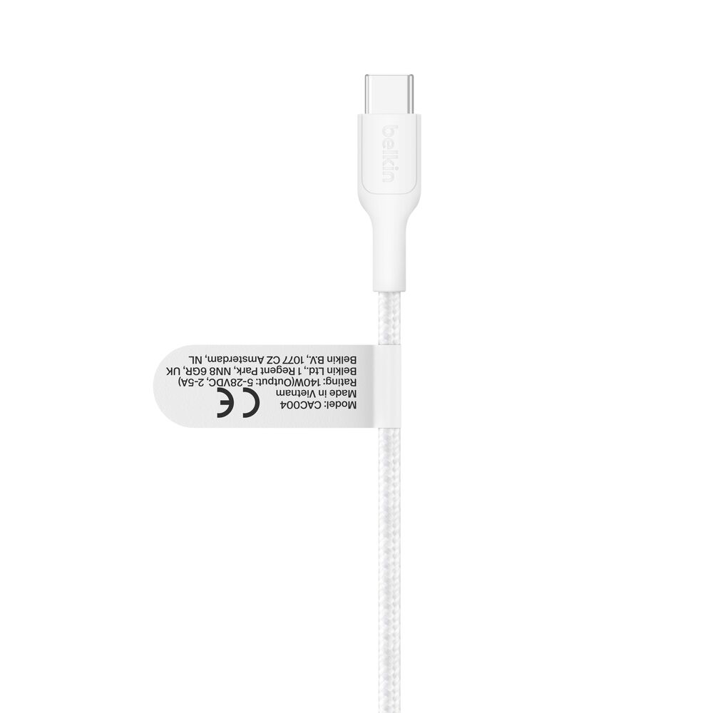 Belkin Braided USB-C to Dual USB-C Cable 140W - White, 5 ft - Image 3