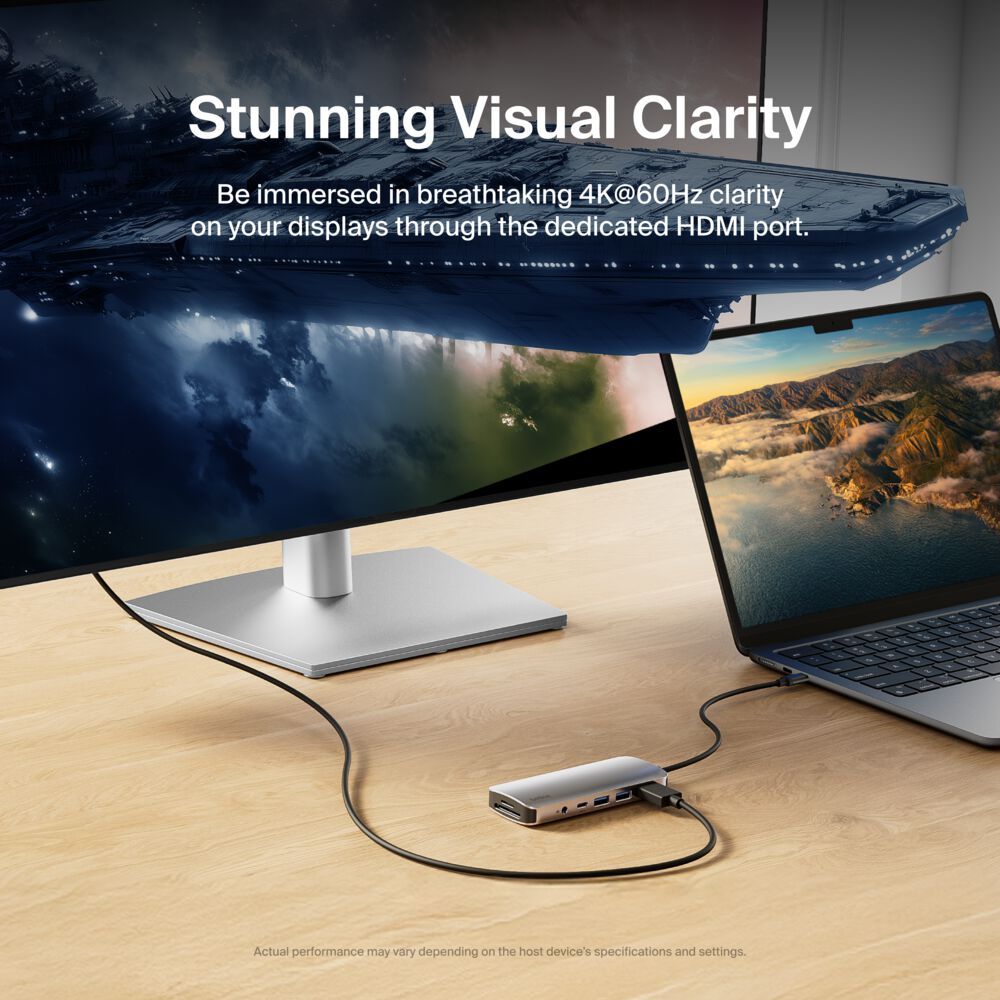 Belkin USB-C 7-in-1 Multiport Hub - Space Gray, 4K@60Hz - Image 6