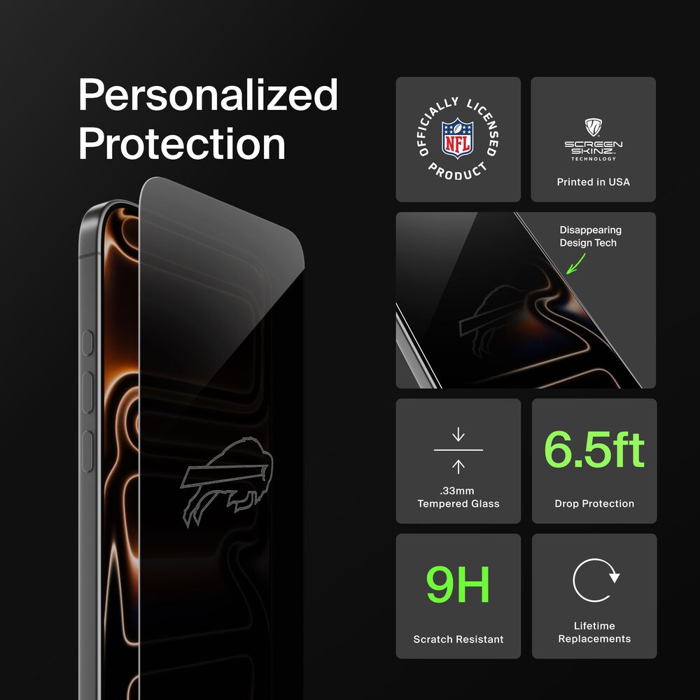 Belkin Buffalo Bills Custom Glass Screen Protector - iPhone 16 Pro Max, Privacy - Image 2