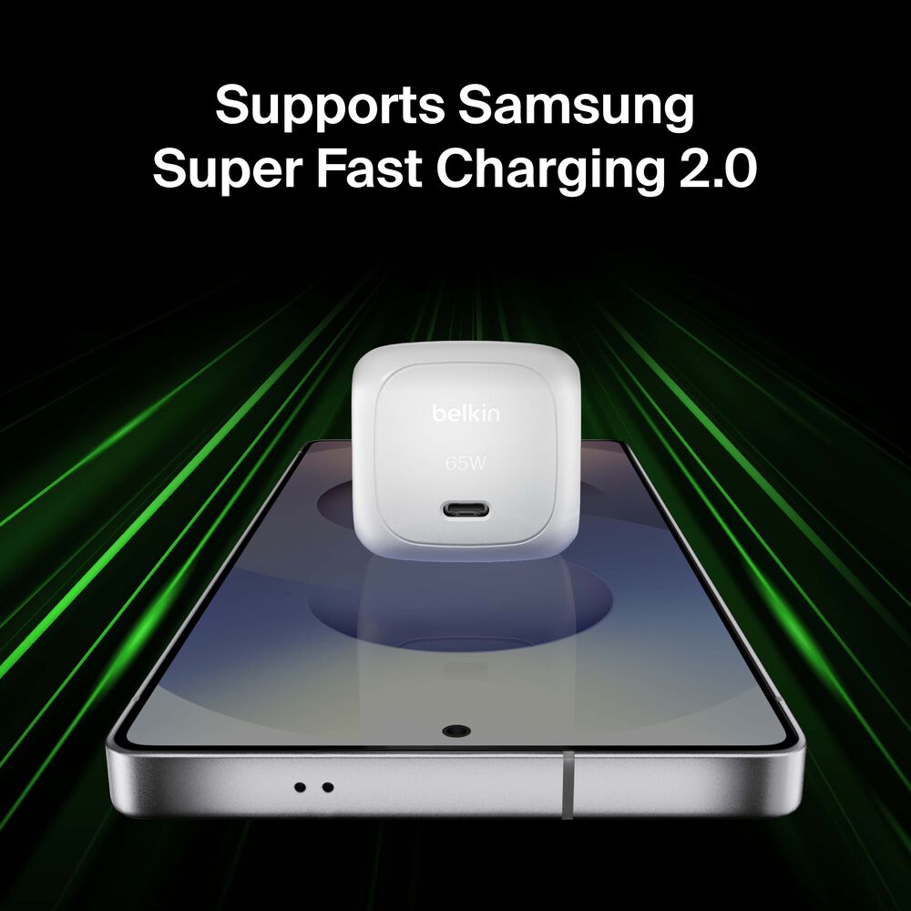 Belkin Compact USB-C Charger 65W + USB-C Cable - White, 65W USB-C to USB-C cable - Image 4