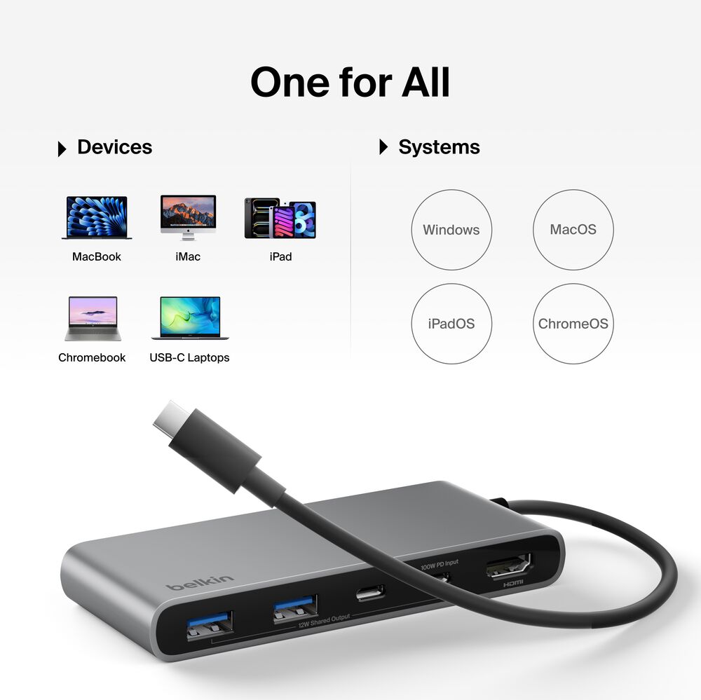 Belkin 7-Port USB-C Hub with Dual USB-C Ports - Space Gray - Image 7