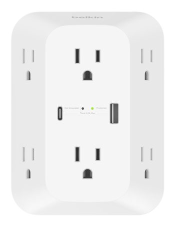 Belkin 6 Outlet Wall Surge Protector with USB-C and USB-A