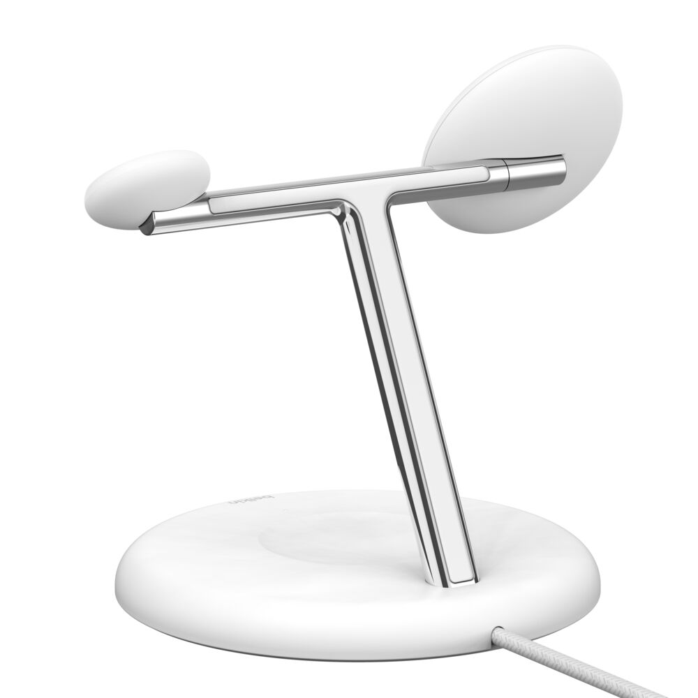 Belkin 3-in-1 Magnetic Wireless Charging Stand with Qi2 15W - White - Image 9