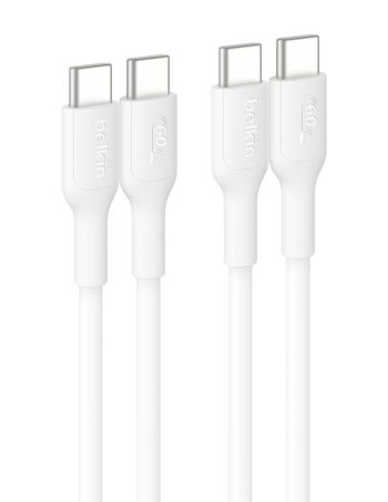 Belkin USB-C to USB-C Cable 60W, 3.3ft/1m, Pink, 2-pack - White, 3.3 ft, 2 Pack