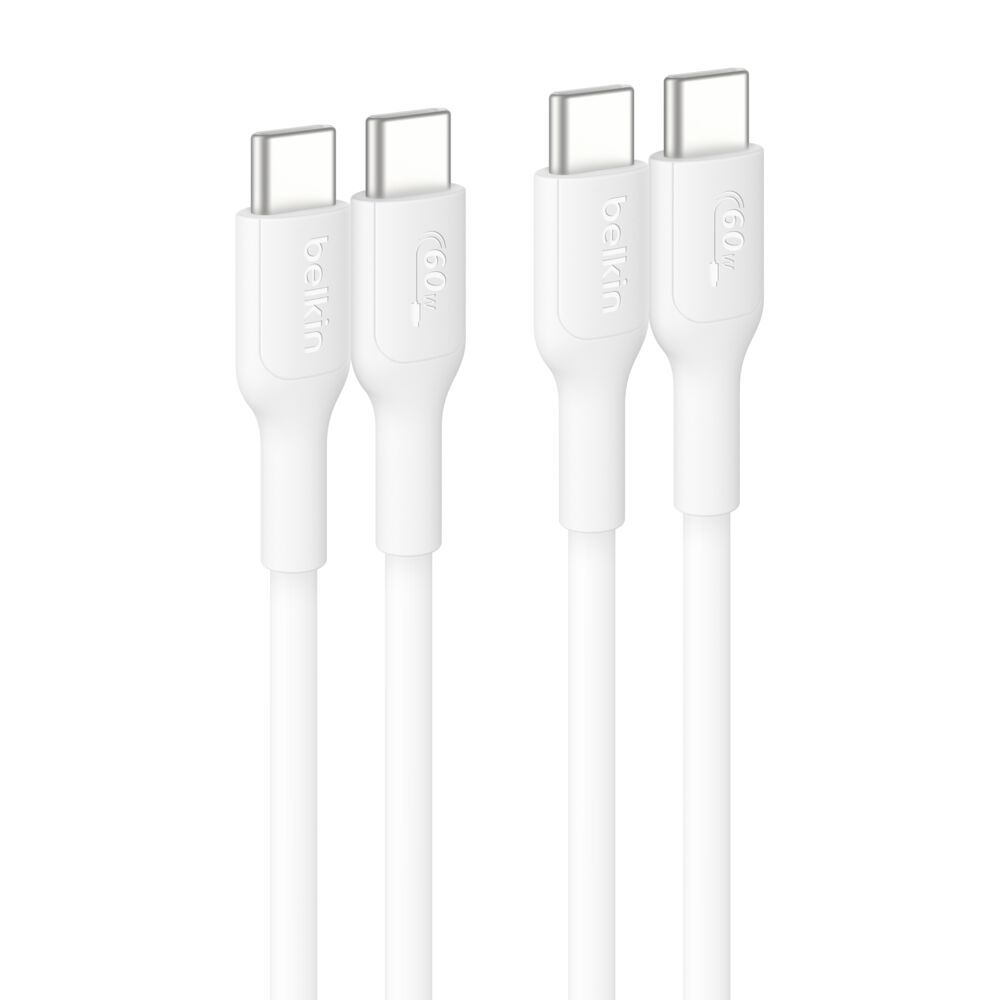 Belkin USB-C to USB-C Cable 60W, 3.3ft/1m, Pink, 2-pack - White, 3.3 ft, 2 Pack