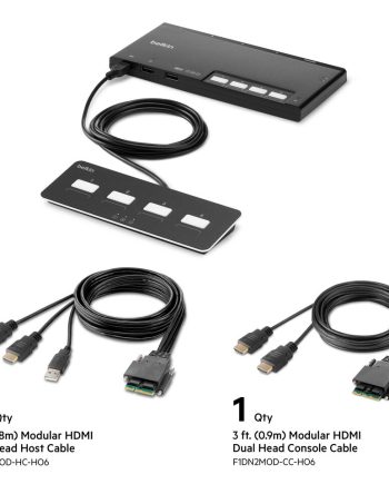 Belkin 4-Port Dual Head HDMI Modular Secure KVM Switch PP4.0 W/ Remote - Black