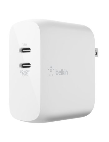 Belkin Dual USB-C PD GaN Wall Charger 68W - White, dq