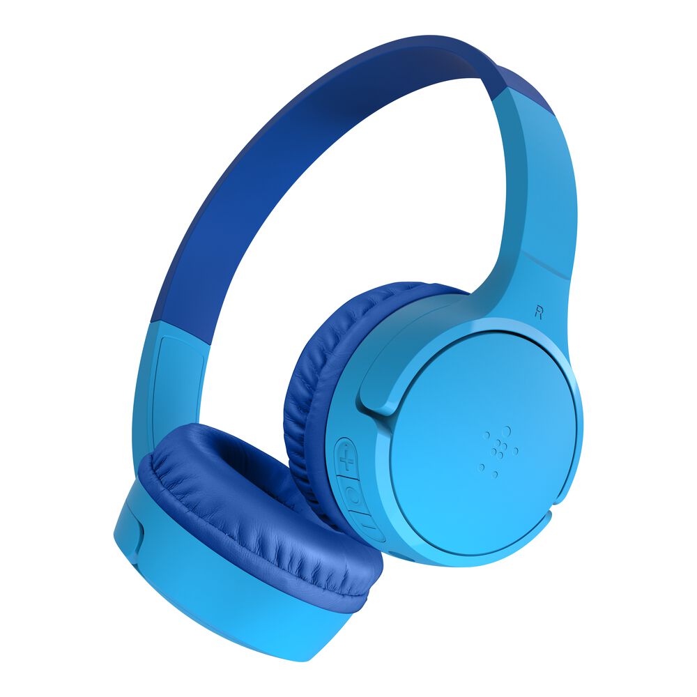 Belkin Wireless On-Ear Headphones for Kids - Blue, USB-C Cable