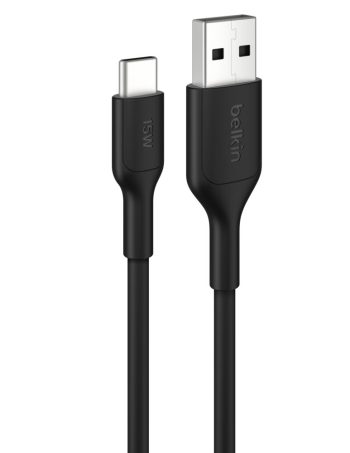 Belkin USB-A to USB-C Cable 15W, 3.3ft/1m, Black - 3.3 ft, 1 Pack