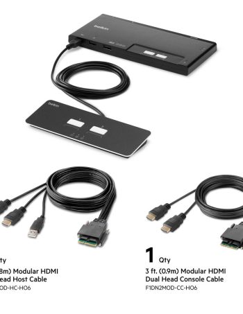 Belkin 2-Port Dual Head HDMI Modular Secure KVM Switch PP4.0 W/ Remote - Black