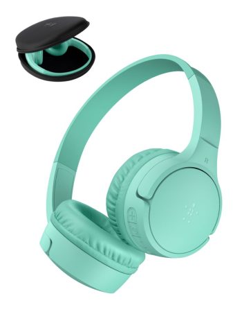 Belkin Wireless On-Ear Headphones for Kids - Mint, USB-C with Carrying Case
