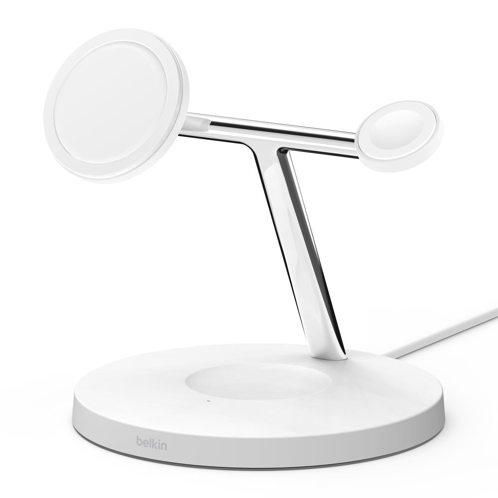 Belkin 3-in-1 Wireless Charger with Official MagSafe Charging 15W (Certified Refurbished) - White - Image 2