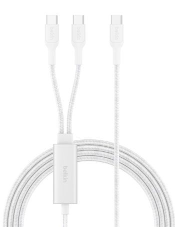 Belkin Braided USB-C to Dual USB-C Cable 140W - White, 5 ft