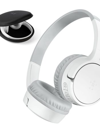 Belkin Wireless On-Ear Headphones for Kids - White, USB-C with Carrying Case