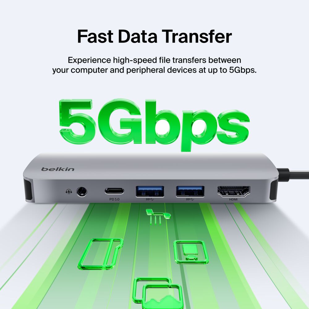 Belkin USB-C 7-in-1 Multiport Hub - Space Gray, 4K@60Hz - Image 5