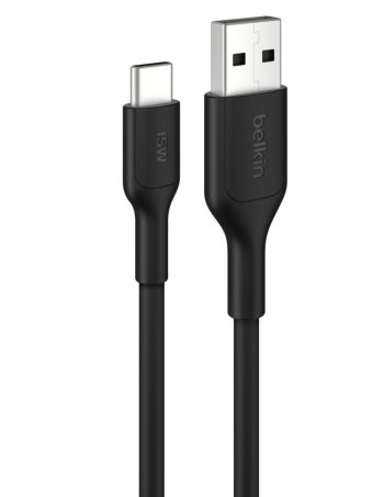 Belkin USB-A to USB-C Cable 15W, 9.8ft/3m, Black - 9.8 ft, 1 Pack