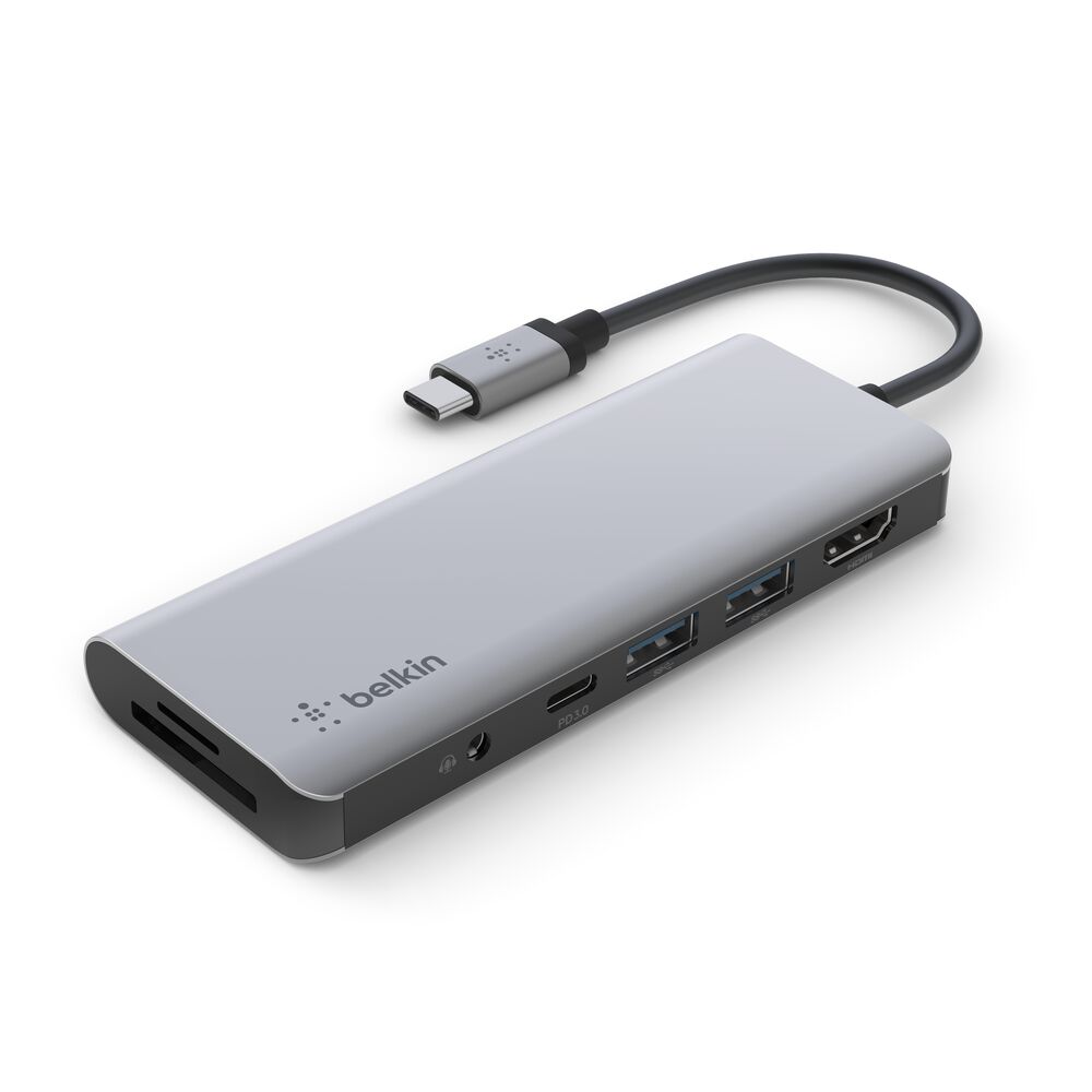 Belkin USB-C 7-in-1 Multiport Hub - Space Gray, 4K@30Hz - Image 8
