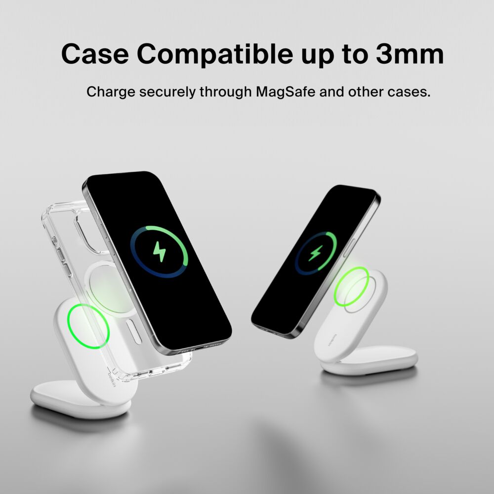 Belkin Magnetic Foldable Wireless Charger with Qi2 15W - White, Power Supply Included - Image 6