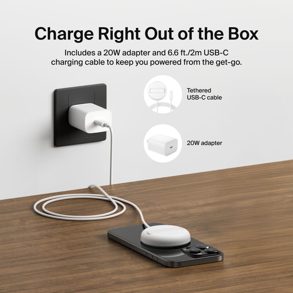 Belkin Magnetic Wireless Charging Pad with Qi2 15W - White, Power Supply Included - Image 4