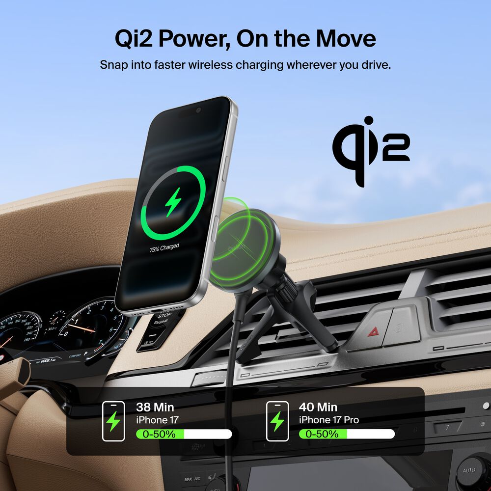 Belkin Magnetic Wireless Charging Car Vent Mount - Power Supply Included - Image 2