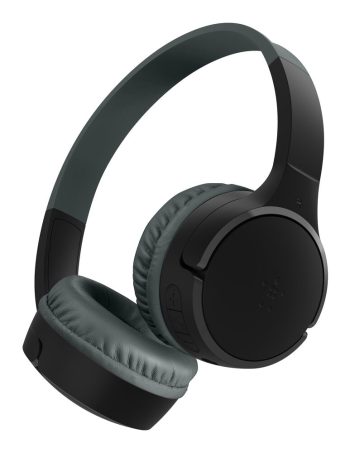 Belkin Wireless On-Ear Headphones for Kids - Black, USB-C Cable
