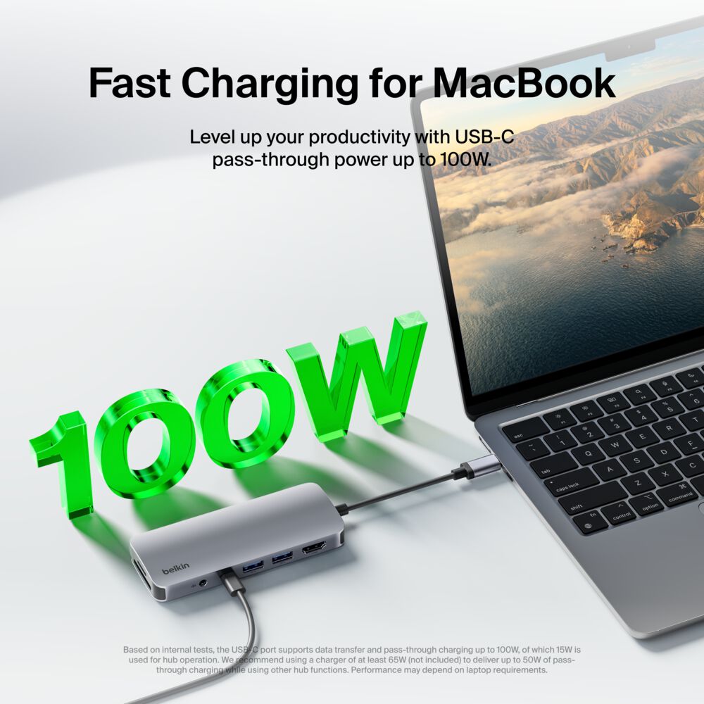 Belkin USB-C 7-in-1 Multiport Hub - Space Gray, 4K@60Hz - Image 4
