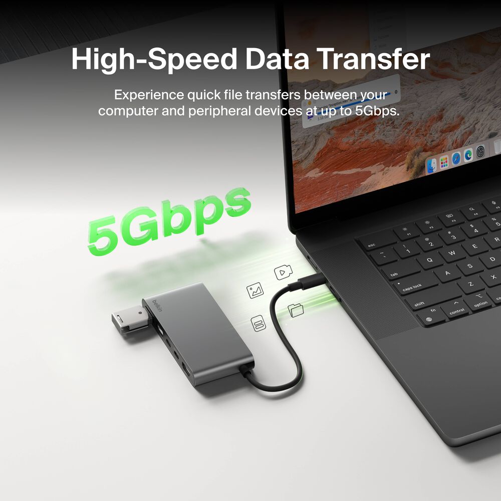 Belkin 5-Port USB-C Hub with Dual USB-C Ports - Space Gray - Image 6