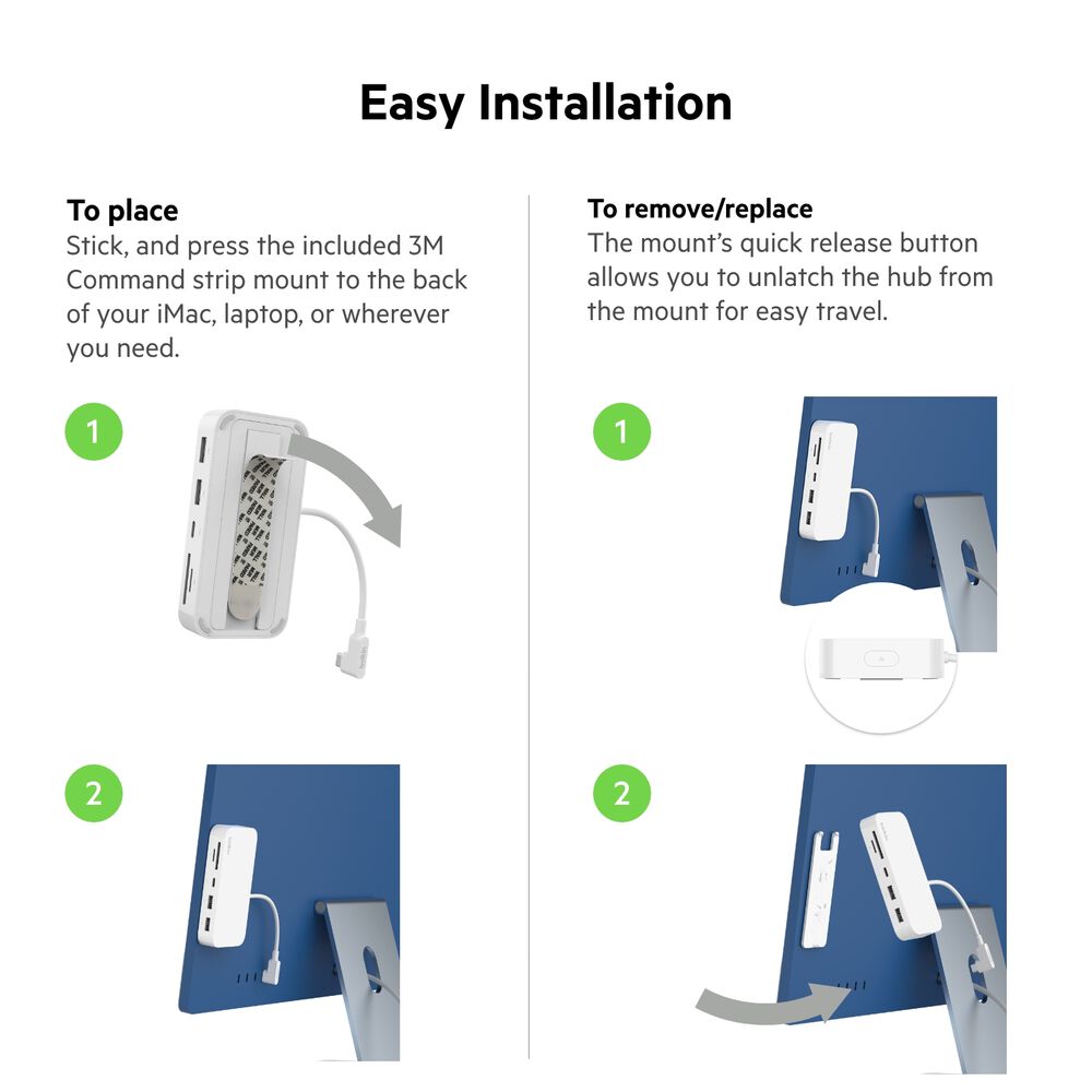 Belkin USB-C 6-in-1 Multiport Hub with Mount - White - Image 6