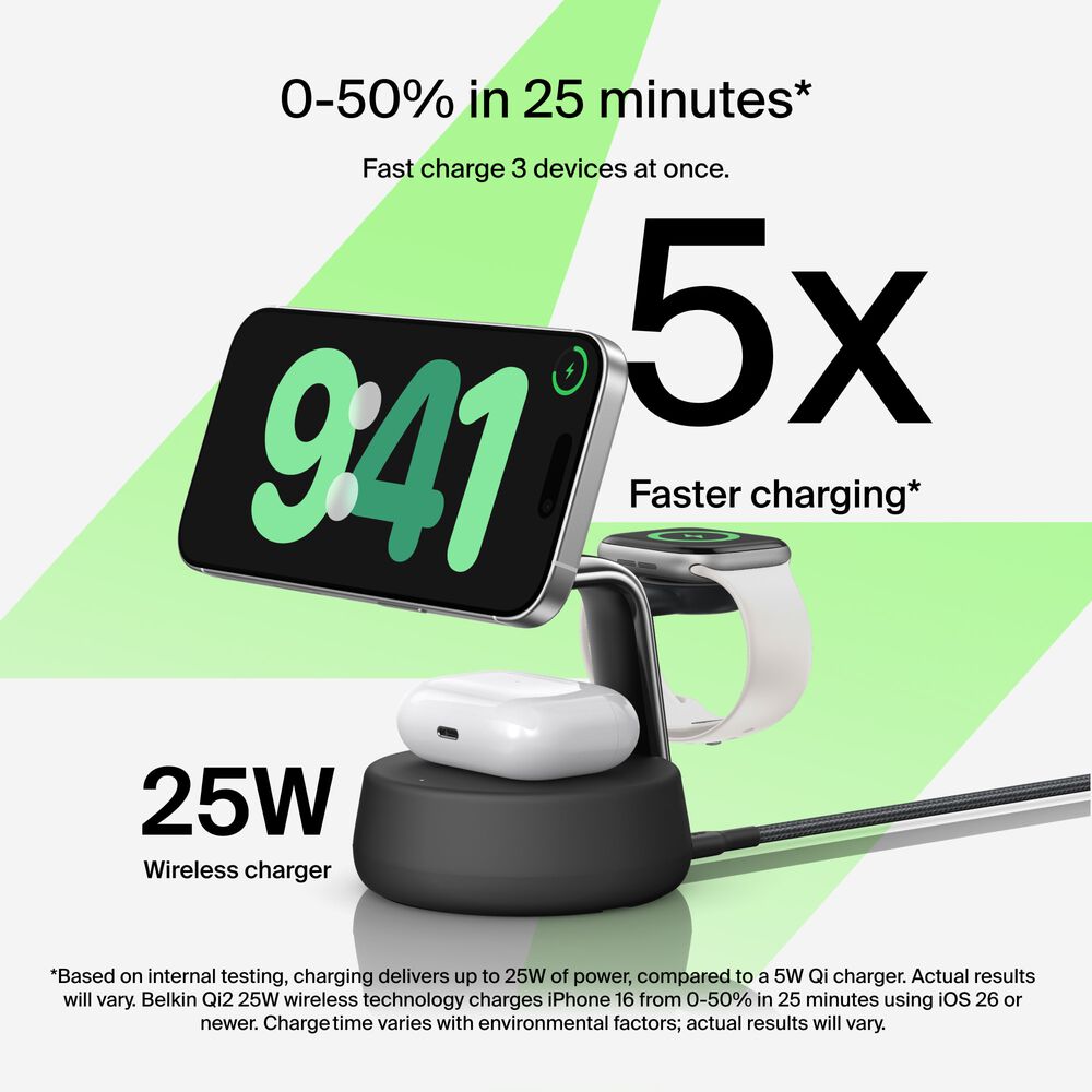 Belkin 3-in-1 Magnetic Charging Dock with Qi2 25W - Image 2