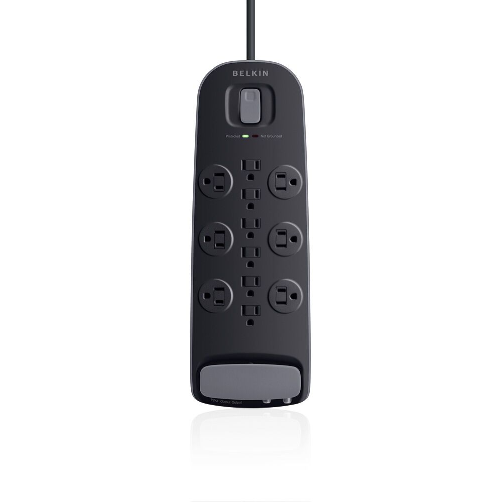 Belkin 12-outlet Surge Protector with 8 ft Power Cord with Cable/Satellite Protection - Black - Image 2