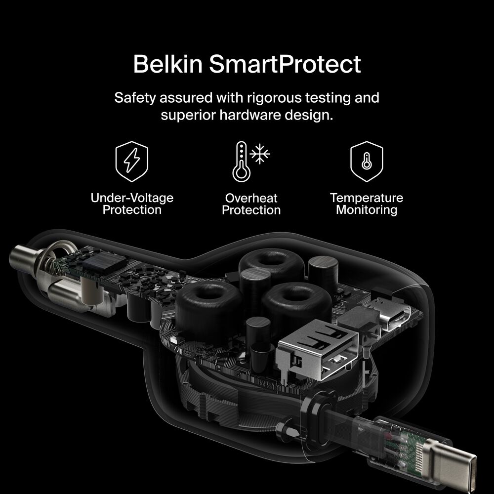 Belkin Retractable Car Charger 75W - Black - Image 6
