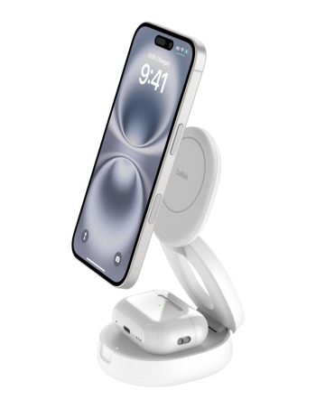 Belkin 2-in-1 Convertible Magnetic Charging Stand with Qi2 15W - White
