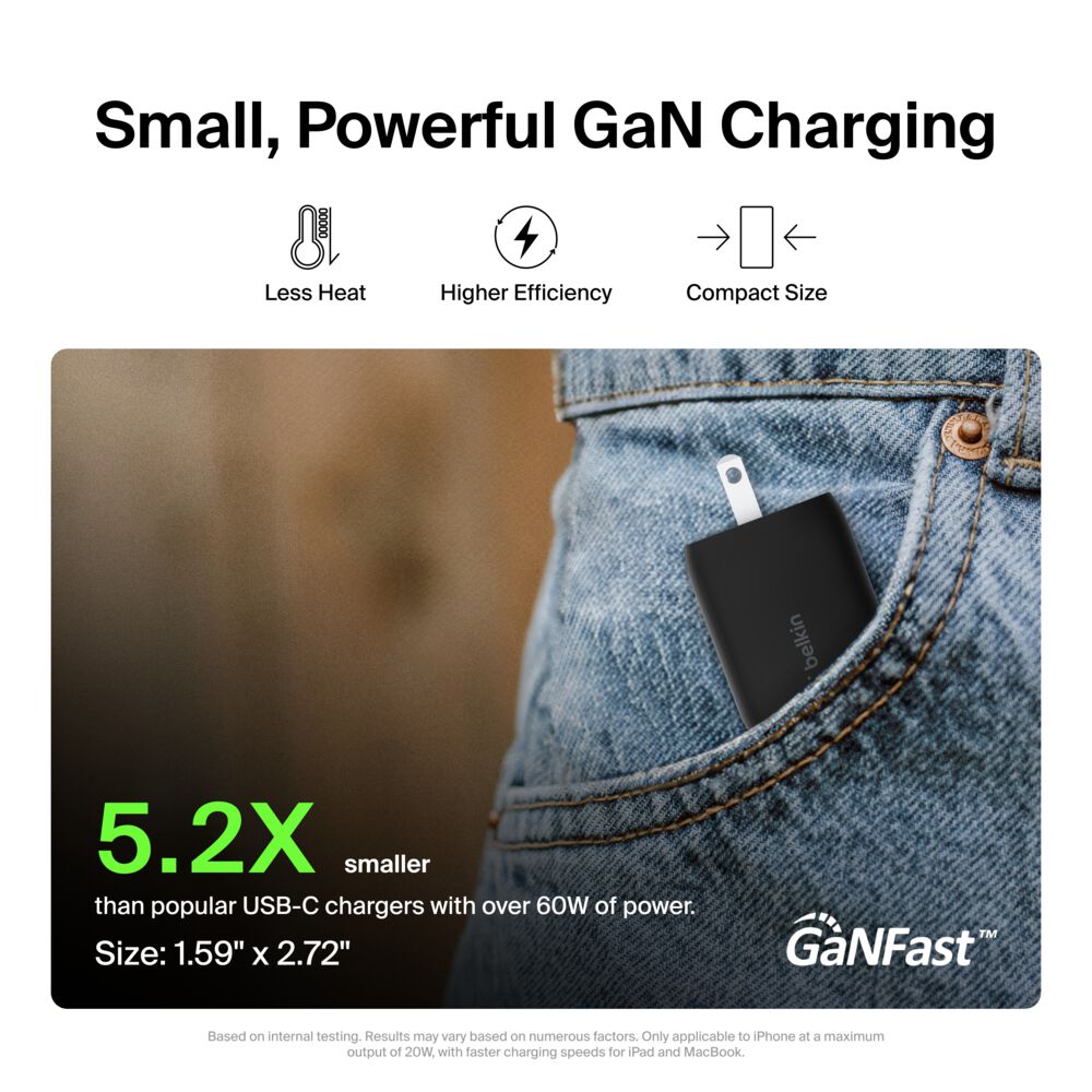 Belkin Dual USB-C GaN Wall Charger with PPS 65W - Black, dq variant - Image 4