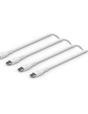 Belkin Braided USB-C to USB-C Cable 60W (1m / 2 packs) - White, 3.3 ft