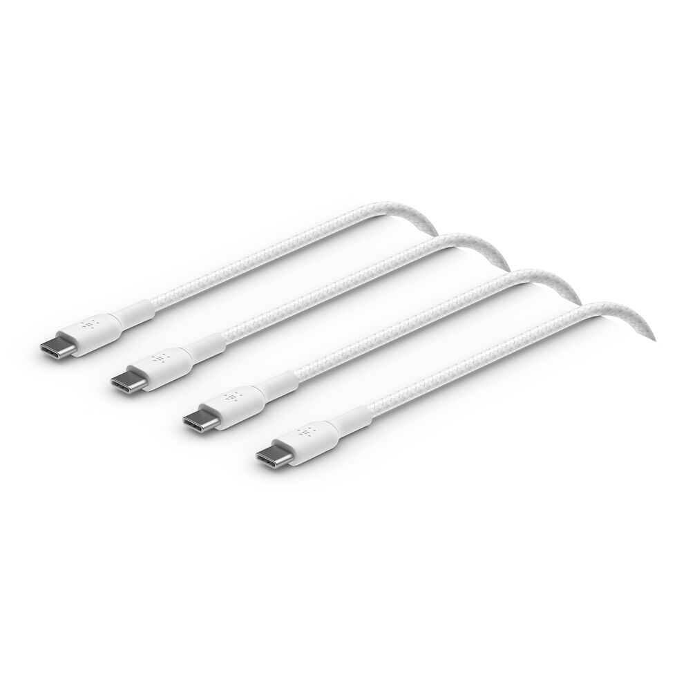 Belkin Braided USB-C to USB-C Cable 60W (1m / 2 packs) - White, 3.3 ft