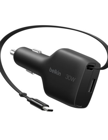 Belkin Retractable Car Charger 30W - Black