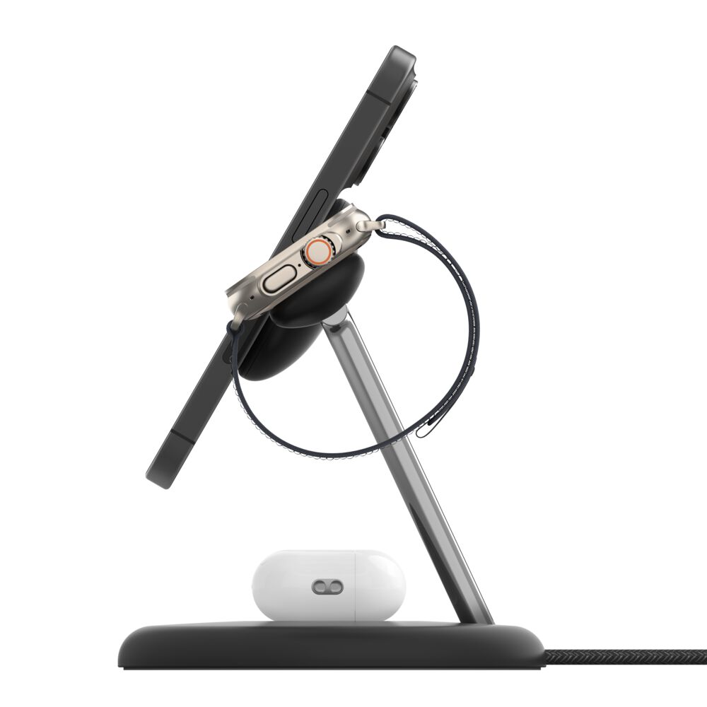 Belkin 3-in-1 Magnetic Wireless Charging Stand with Qi2 15W - Black - Image 11