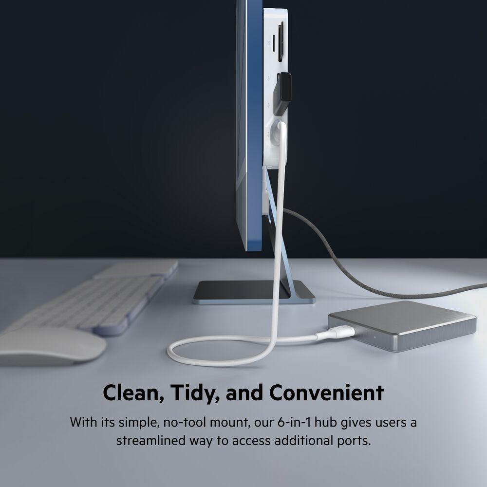 Belkin USB-C 6-in-1 Multiport Hub with Mount - White - Image 5