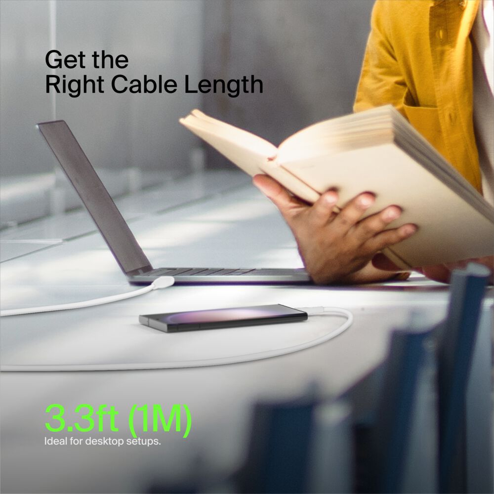 Belkin USB-C to USB-A Cable (1m / 3.3ft, White) - 3.3 ft, 1 Pack - Image 7