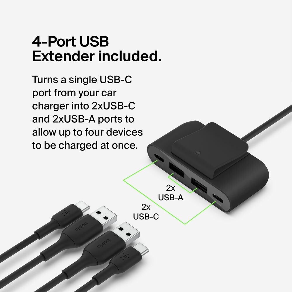 Belkin 30W USB-C Car Charger + 4-port USB power extender - 4-Port Power Extender - Image 8